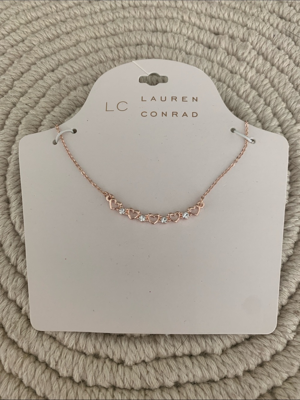 Kohl's LC Lauren Conrad Rose Gold Heart & Crystal Necklace